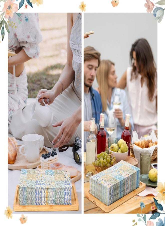Epakh 200 Pcs Bulk Floral Decoupage Guest Towels 2 Ply Disposable Patchwork Dinner Napkins Retro Mid Century Flowers Decorative Hand Towels for Tea Party Spring Bathroom Wedding Holiday, 7.9 x 4.3" - Image 5